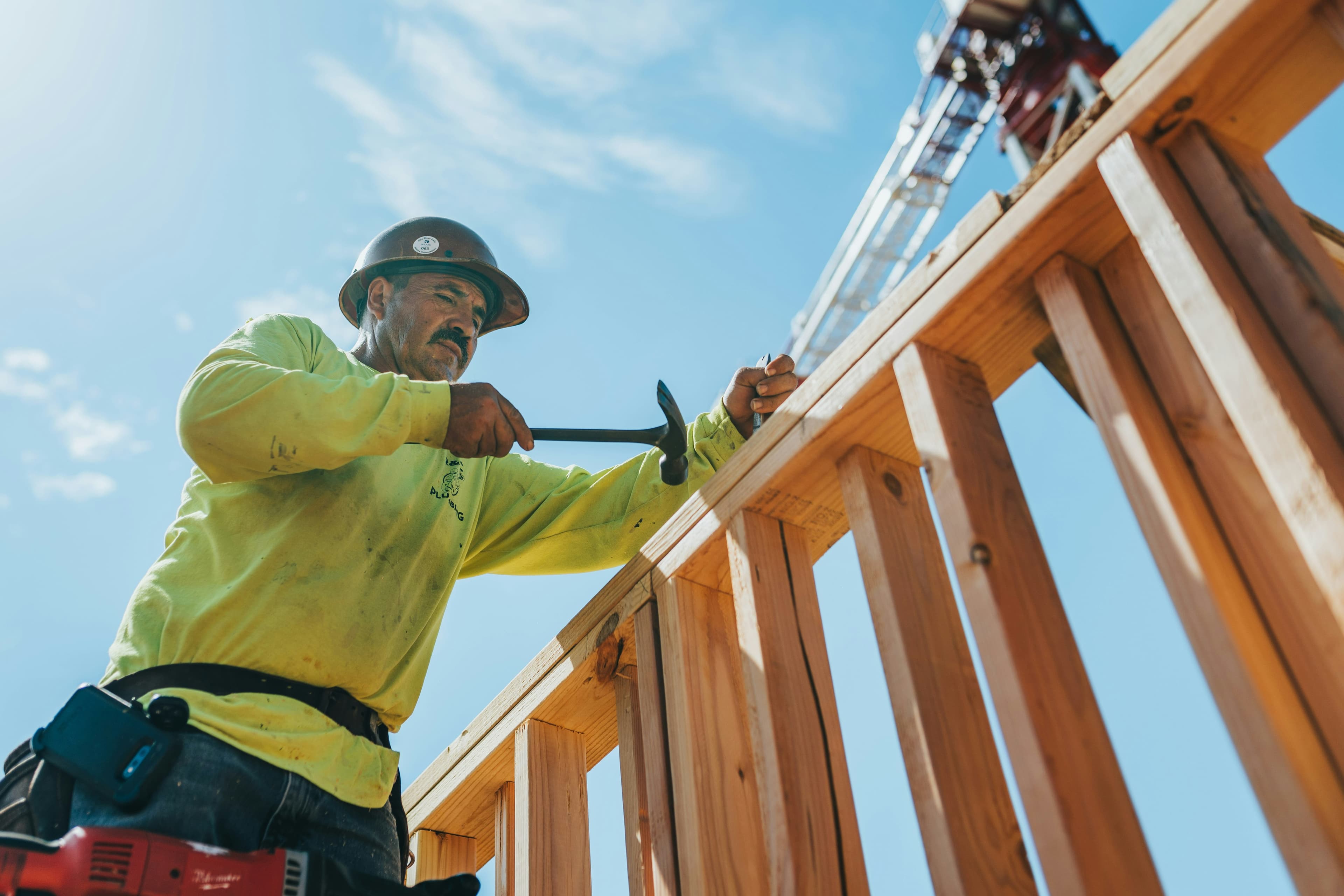 Construction crew working on a commercial job site